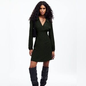 Madewell Black and Green Floral Dress